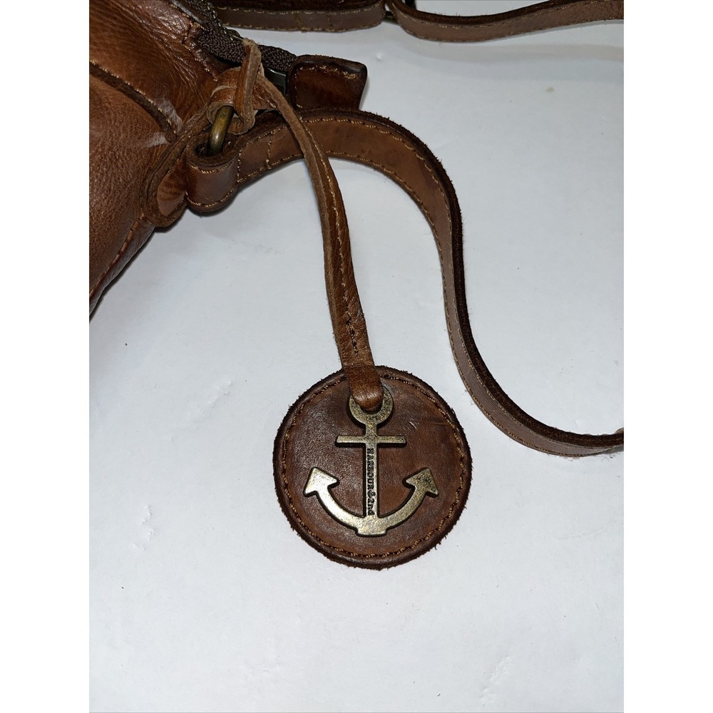 Harbour 2nd Genuine Leather Cognac Brown Zip Top Crossbody Flap Purse - Picture 12 of 16